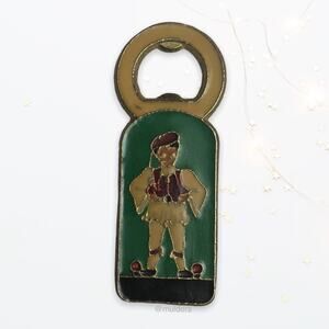 Vintage Enamel Greek Dancer Boy Bottle Opener Decorative Greece Souvenir